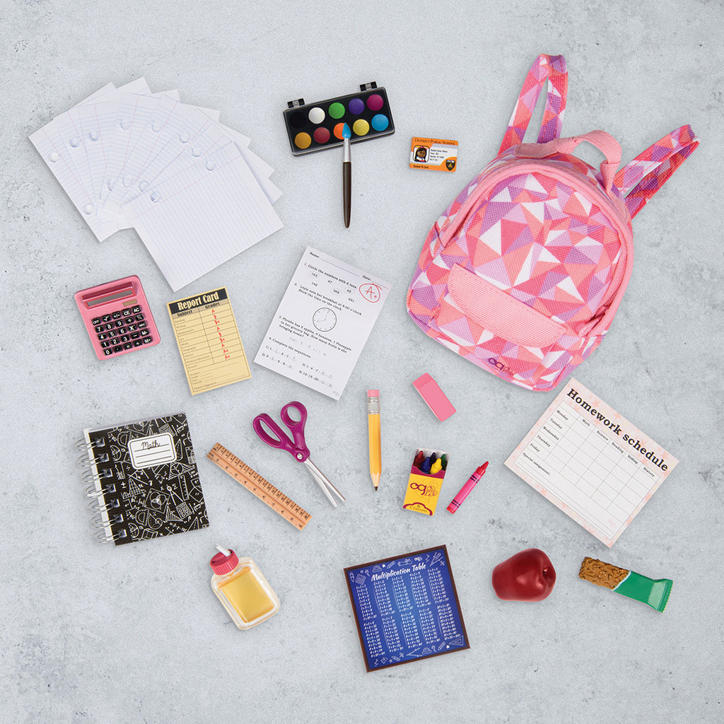Off to School - School Accessories for 46cm Dolls - Pink Backpack for Dolls - Our Generation