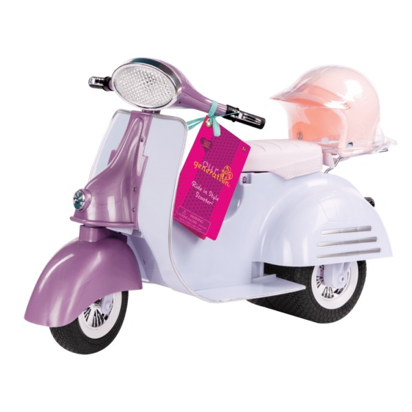 Purple and Blue Ride in Style Scooter  - Vehicle for 46cm Dolls - Doll Accessory - Our Generation
