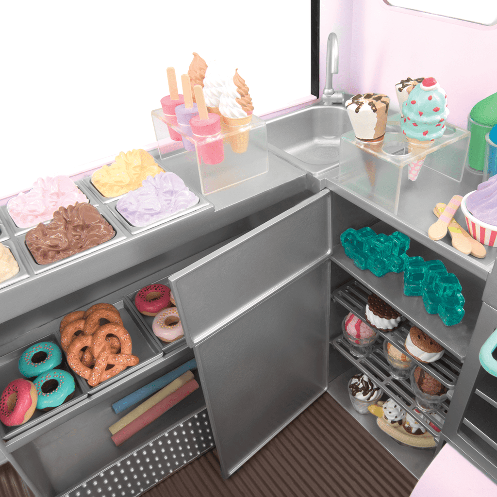 Sweet Stop Ice Cream Truck Pink - Accessories for Our Generation Dolls - Truck with Ice Cream Accessories - Vehicle for Dolls - Gift Ideas for Kids - Our Generation UK