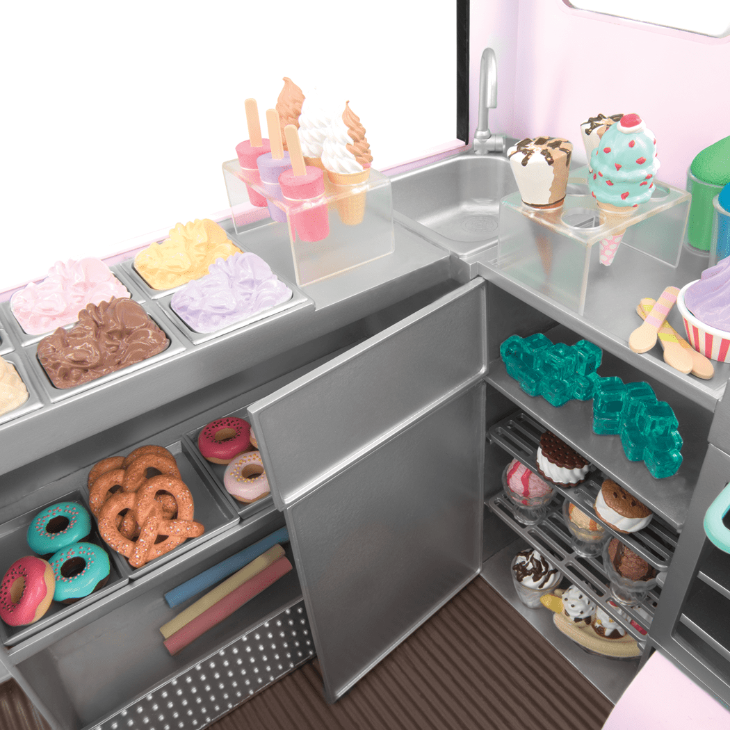 Sweet Stop Ice Cream Truck Pink - Accessories for Our Generation Dolls - Truck with Ice Cream Accessories - Vehicle for Dolls - Gift Ideas for Kids - Our Generation UK