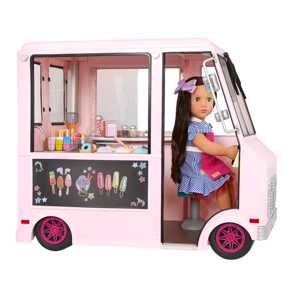Sweet Stop Ice Cream Truck Pink - Accessories for Our Generation Dolls - Truck with Ice Cream Accessories - Vehicle for Dolls - Gift Ideas for Kids - Our Generation UK