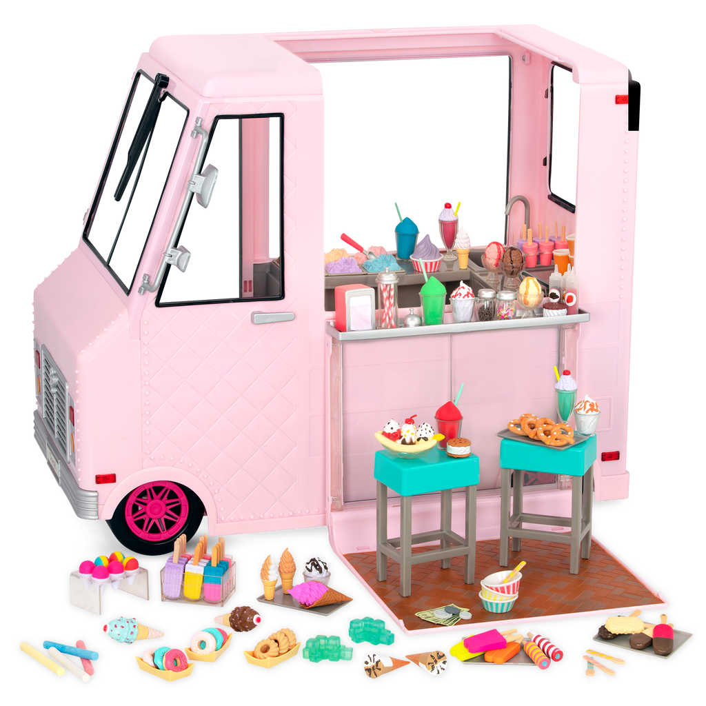 Sweet Stop Ice Cream Truck Pink - Accessories for Our Generation Dolls - Truck with Ice Cream Accessories - Vehicle for Dolls - Gift Ideas for Kids - Our Generation UK