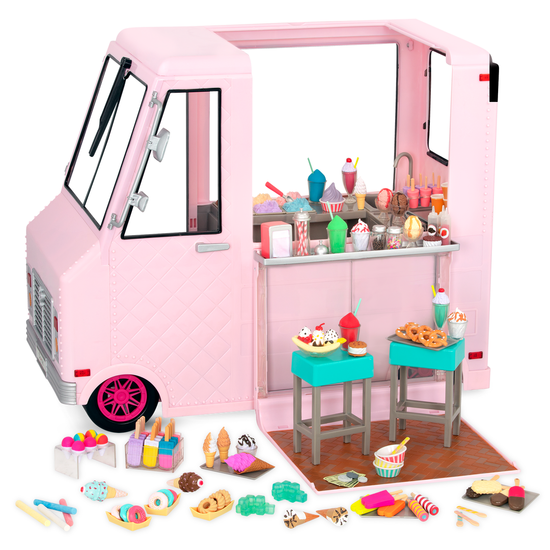 Sweet Stop Ice Cream Truck Pink - Doll Truck with Ice Cream Accessories - Pink Doll Vehicle - Iconic OG Accessory - Our Generation UK