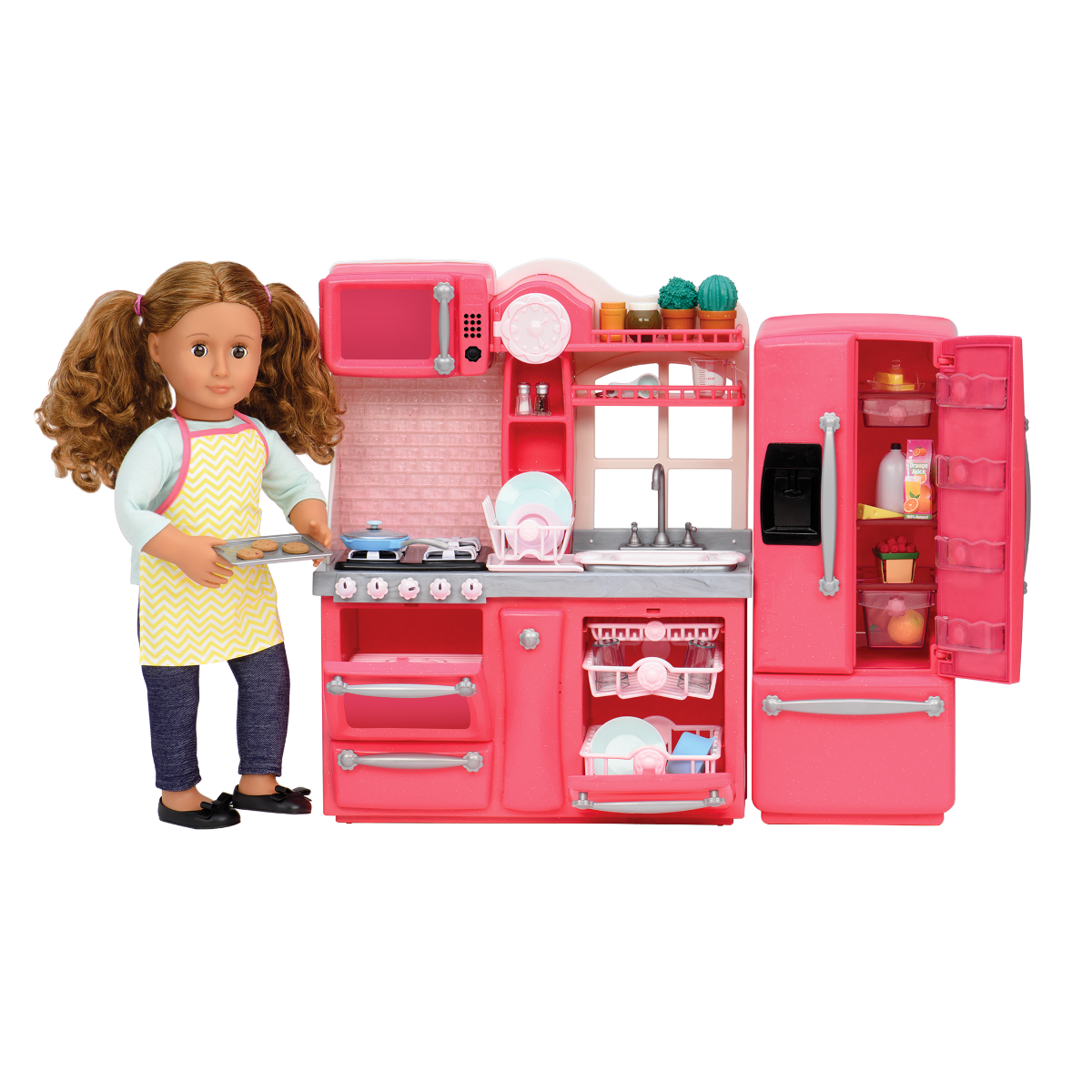 Pink Gourmet Kitchen 46cm Doll Playset Our Generation Our