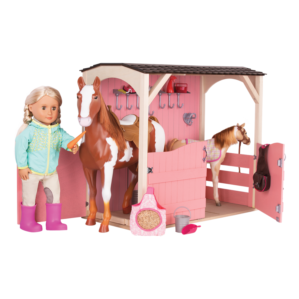 Saddle-Up Stables - Horse Barn for Our Generation Horses - Equestrian Accessories - Playset for Dolls - Our Generation UK