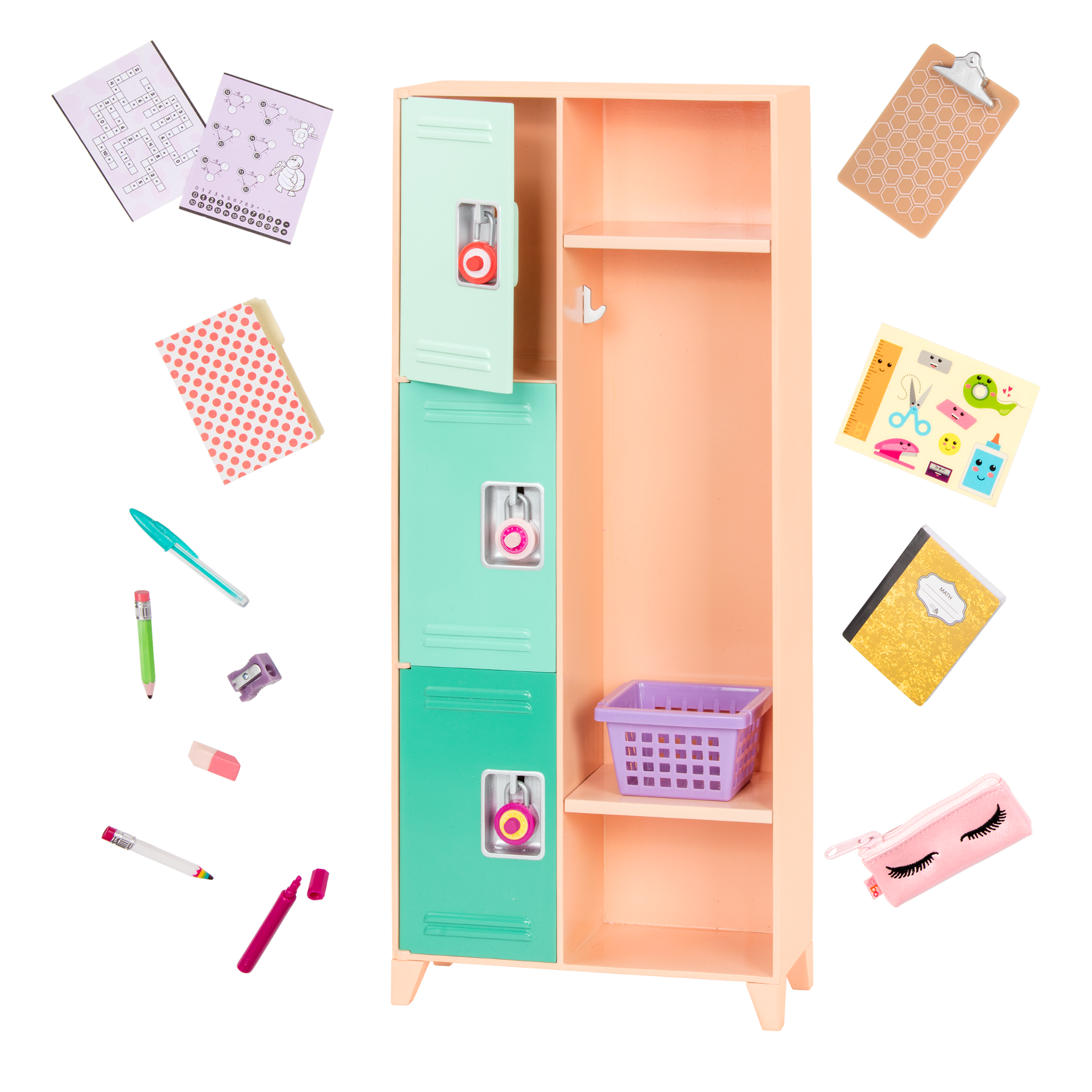 Classroom Cool Locker Set - School Locker Set for Dolls - School Accessories - Our Generation