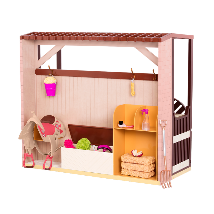 Acres of Adventure - Horse Barn for 46cm Dolls - OG Stable for Horses - Brown Barn with Equestrian Accessories - Our Generation 