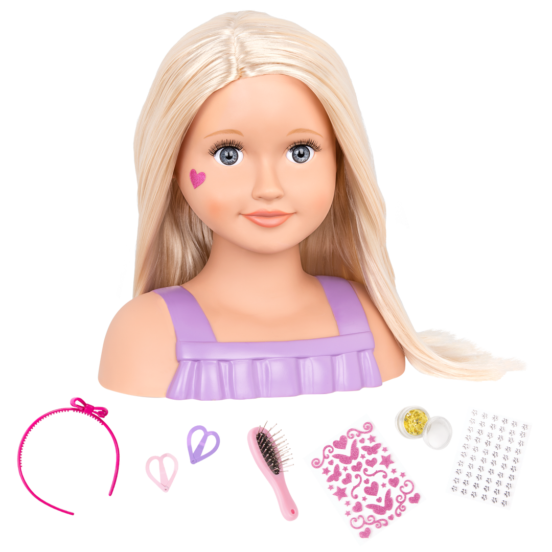 Trista - 23cm Doll Head - Doll Styling Head with Hair Accessories - Our Generation