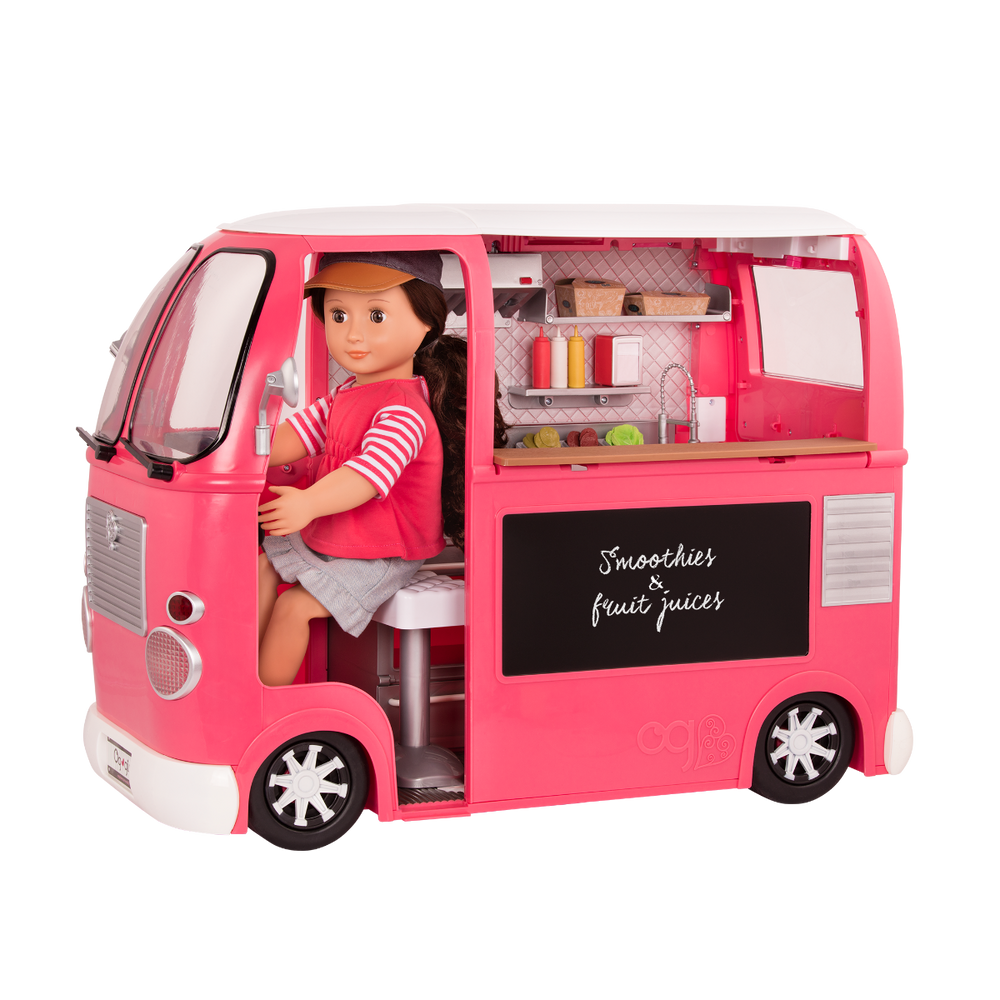 Grill to Go Food Truck - Pink Food Truck for 46cm Dolls - Toy Vehicle for Dolls - Truck with Food Accessories - Truck for OG Dolls - Functioning Lights & Sounds - Our Generation UK