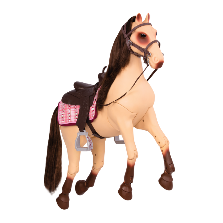 Morgan Horse - 50cm Poseable OG Horse - Horse with Brown Hair & Grooming Accessories - Equestrian Accessory - Our Generation