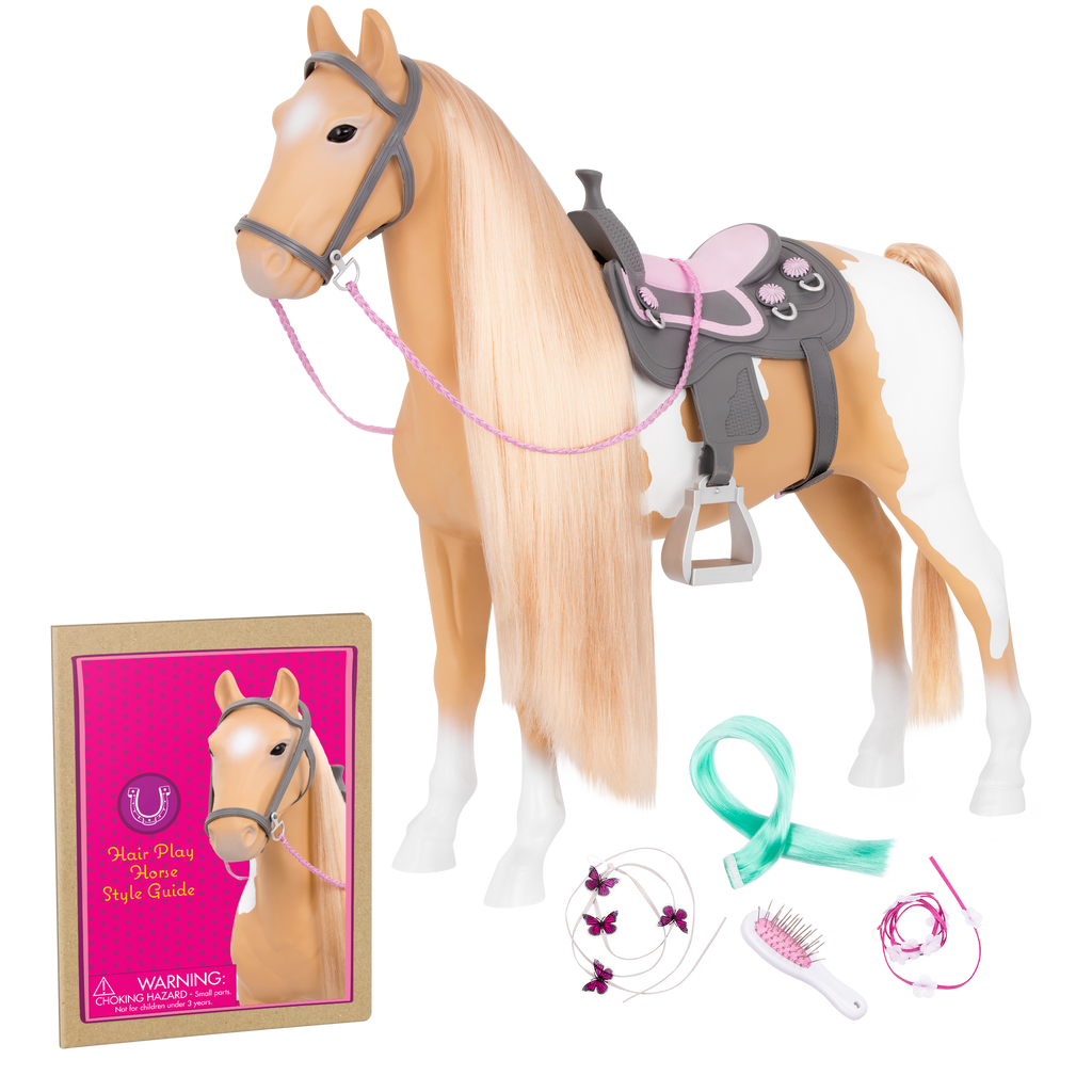 Palomino Paint Horse - 50cm Horse with Hairstyling Accessories - Accesssories for OG Dolls - Equestrian - Our Generation Horses
