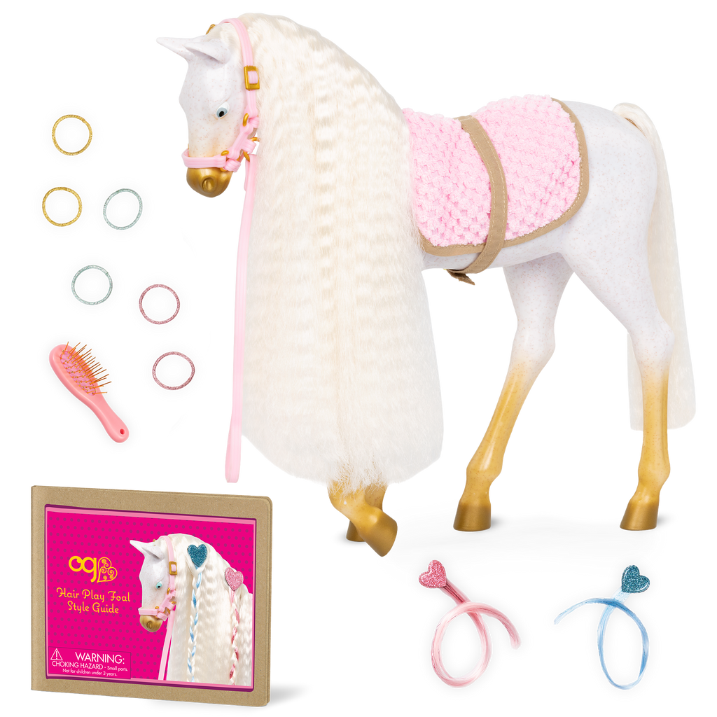 Andalusian Hairplay Foal - 30cm Hairstyling Horse - Foal with Hair Accessories - Accessory for Dolls - Our Generation