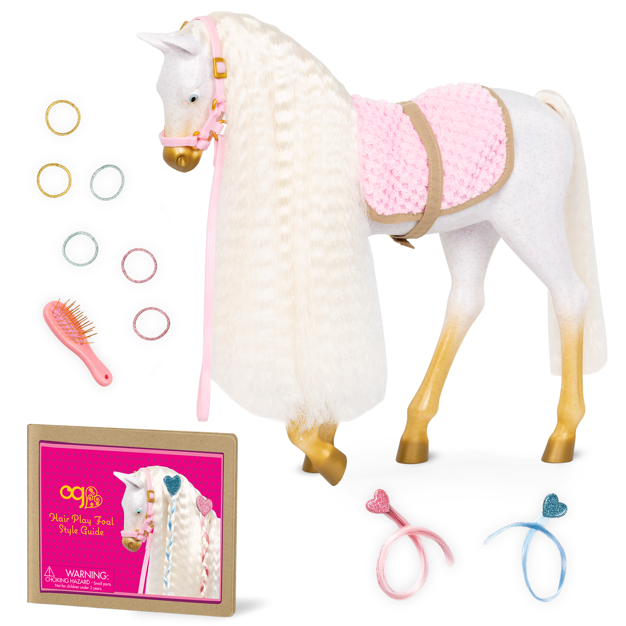 Andalusian Hairplay Foal - 30cm Hairstyling Horse - Foal with Hair Accessories - Accessory for Dolls - Our Generation