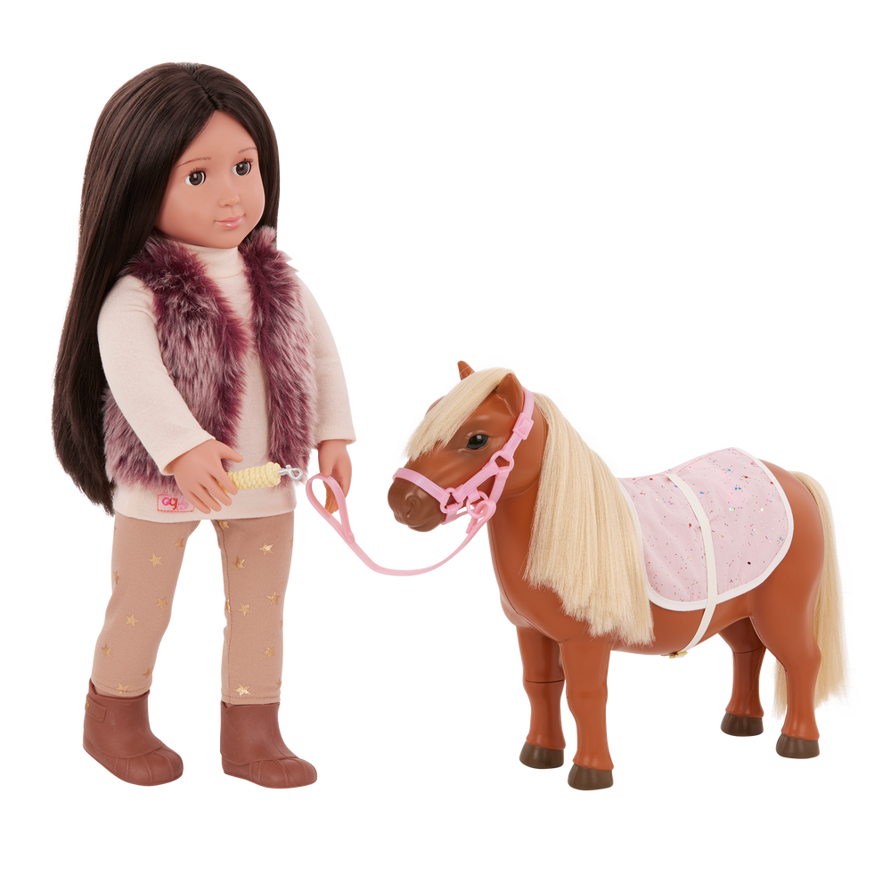 Shetland Pony - Pony for 46cm Dolls - Horse with Blonde Hair - Accessories for Dolls - Equestrian - Our Generation