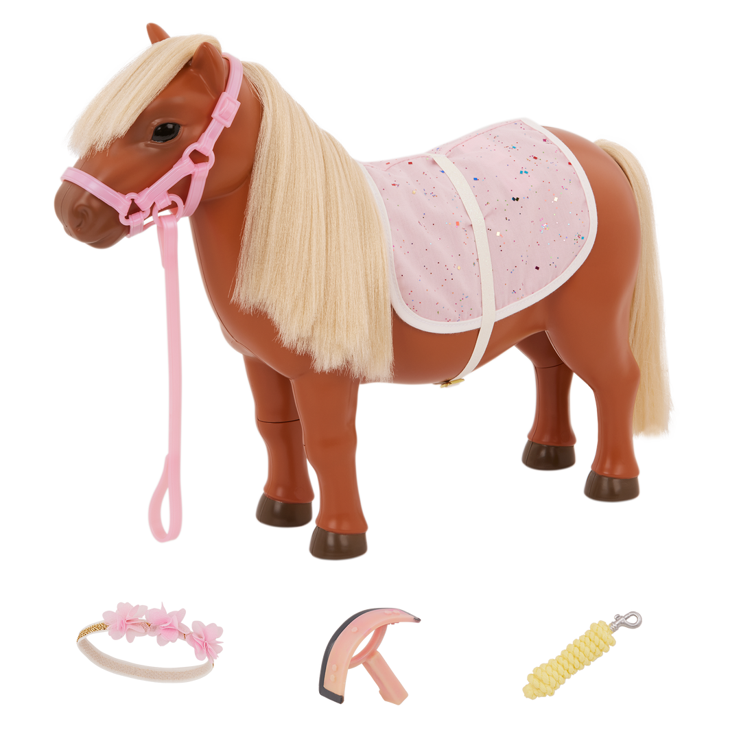  Shetland Pony - Pony for 46cm Dolls - Horse with Blonde Hair - Accessories for Dolls - Equestrian - Our Generation