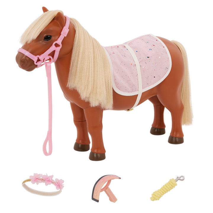  Shetland Pony - Pony for 46cm Dolls - Horse with Blonde Hair - Accessories for Dolls - Equestrian - Our Generation