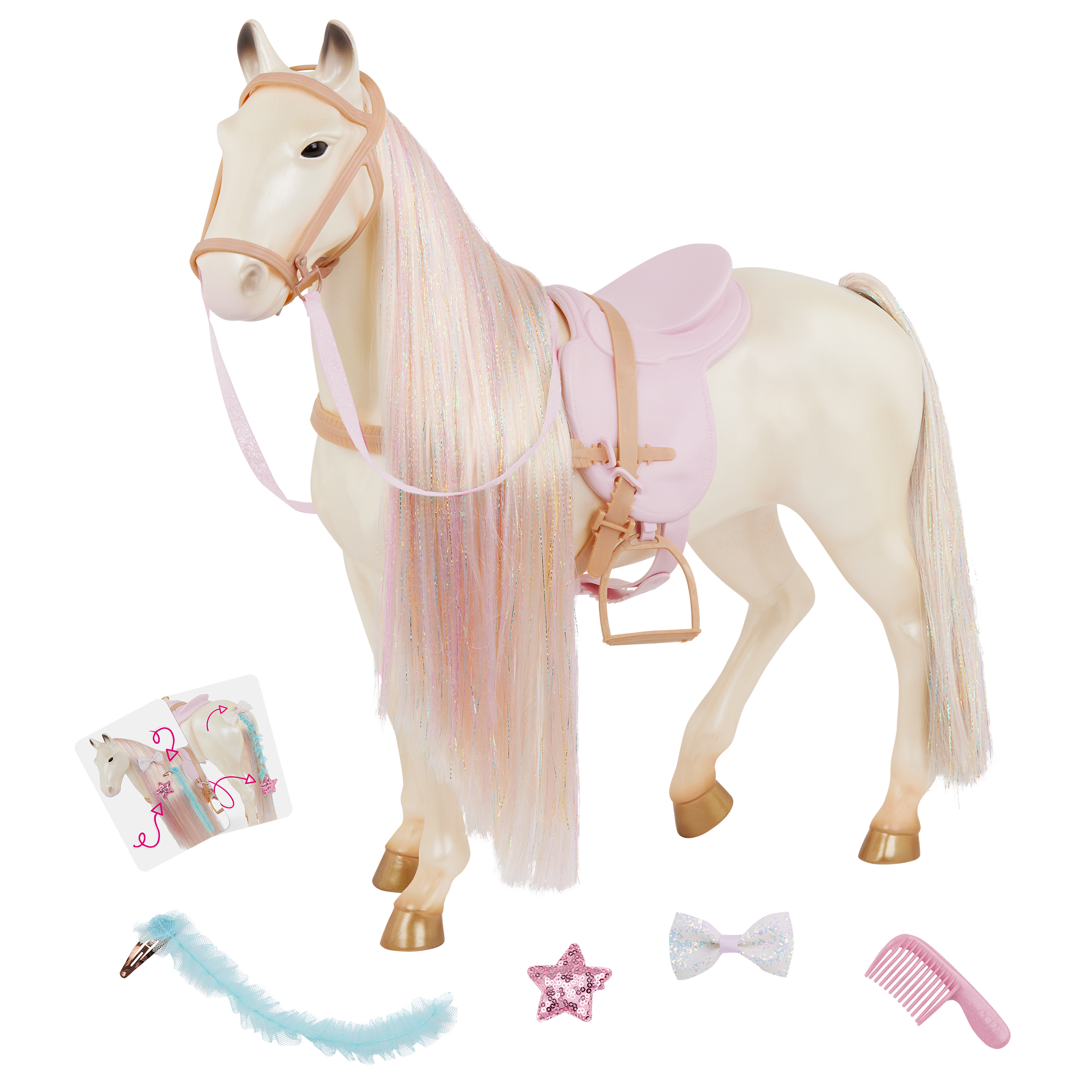 Enchanting Horse - 50cm Toy Horse - Our Generation Horse with Styling Accessories - Doll Accessory - Our Generation UK