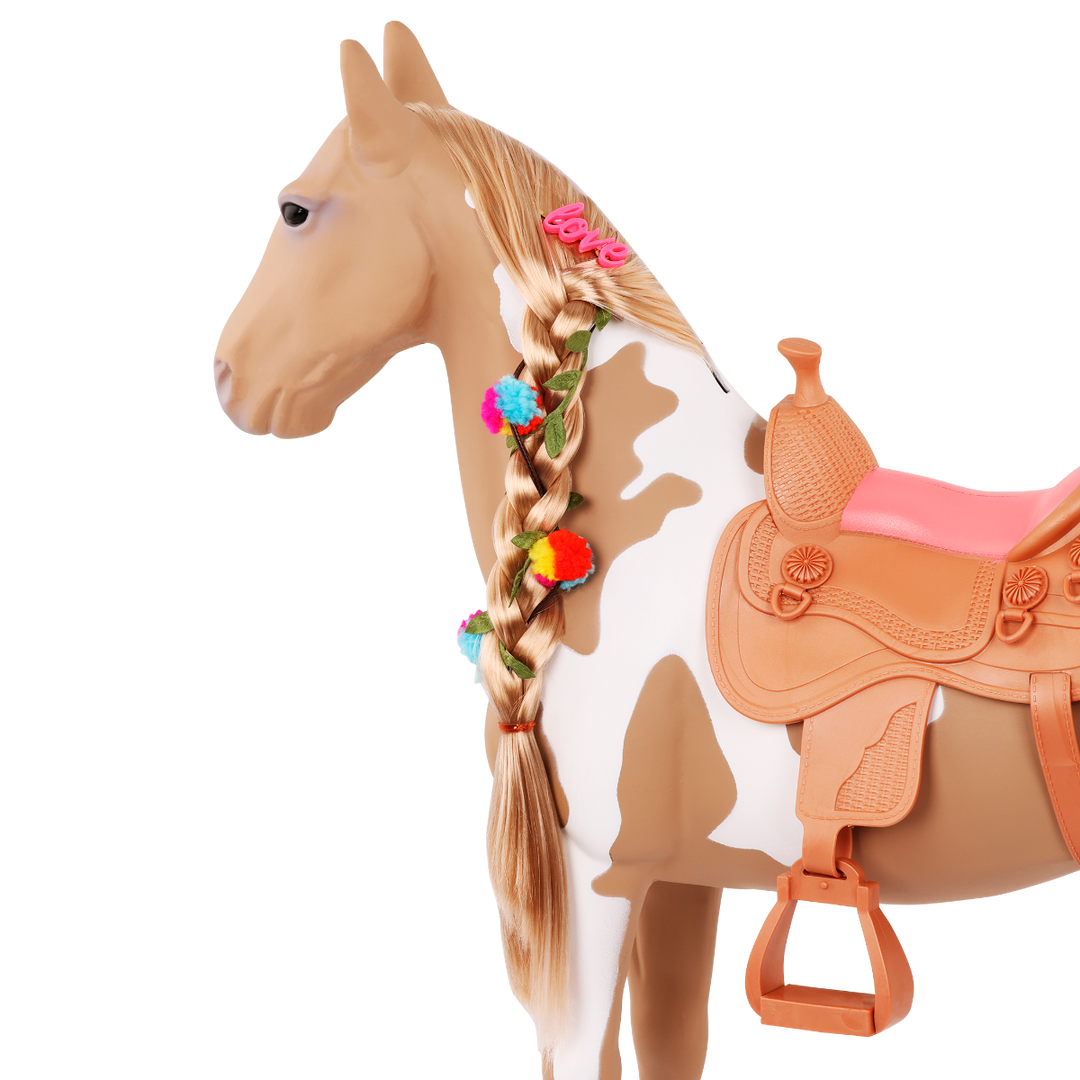 Palomino Hair Play Horse - 50cm Toy Horse - Hair Play Horse - White & Brown Horse - Equestrian - Our Generation UK