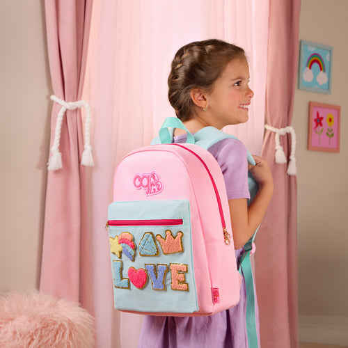 Be Awesome Backpack - School Bag for Kids with Stick on Patches - Pink & Mint Rucksack - Back to School - Our Generation