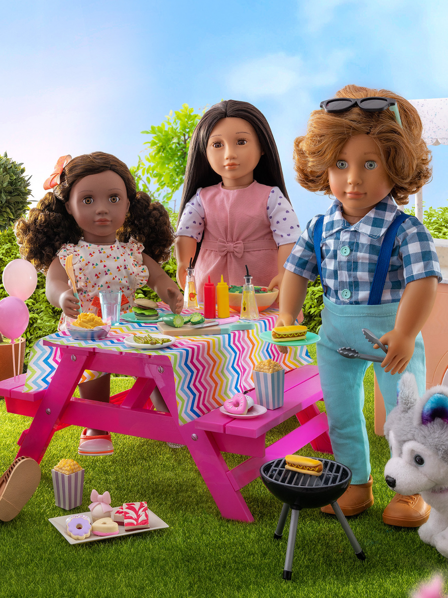 Spring Collection - Our Generation Outdoor Accessories - Picnic Table Set & OG Dolls - Our Generation UK