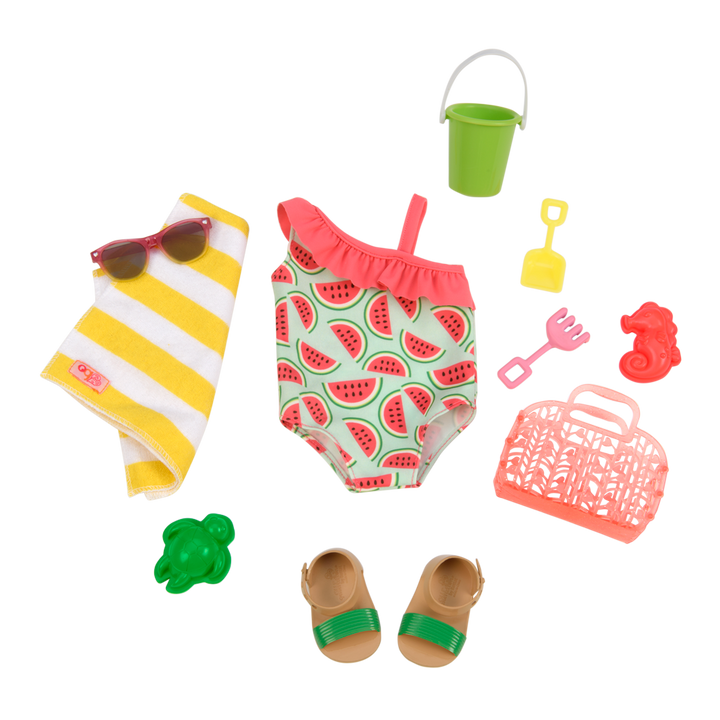 Slice of Fun - Swimming Costume & Beach Accessories for 46cm Dolls - Doll Clothes - Our Generation UK