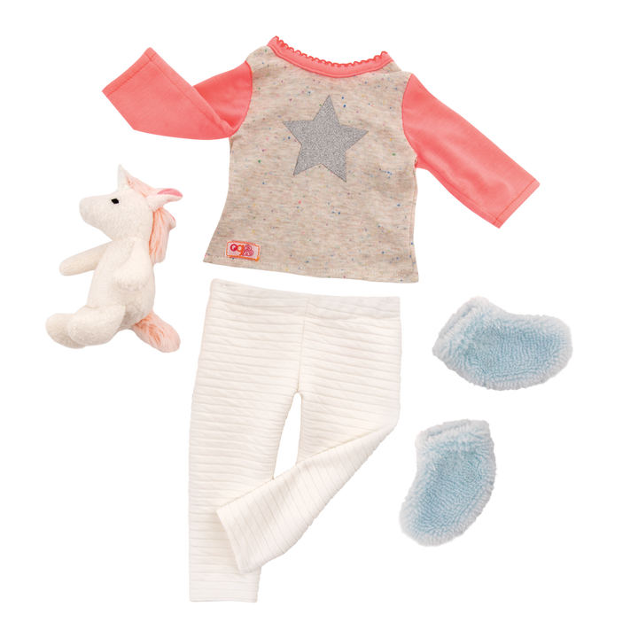 Unicorn Wishes - Pyjama Set for 46cm Dolls - PJs for OG Dolls - Our Generation 