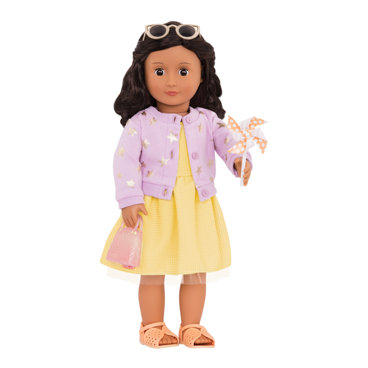 Summer Dress - 46cm Dolls Outfit - Yellow Dress & Jacket - Our Generation UK