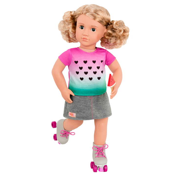 One In A Melon - 46cm Doll Outfit with Roller Skates - Top & Skirt - Our Generation UK