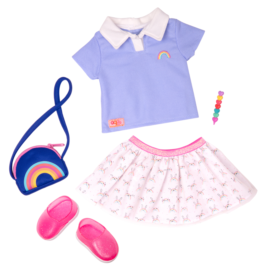 Rainbow Academy - 46cm School Outfit for Dolls - Skirt & Top - Doll Clothing - Our Generation