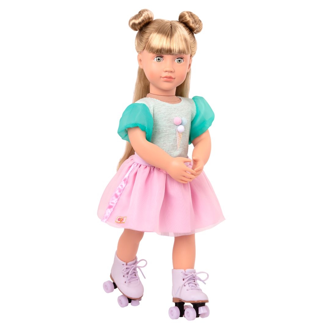 Scoopalicious - Ice Cream Outfit for 46cm Dolls - Top, Skirt & Rollerblades - Doll Clothes - Our Generation UK