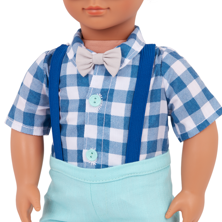 Plaid & Pretty - OG Boy Doll Outfit - Shirt, Trousers, Bowtie & Sunglasses - Top & Bottom - Our Generation