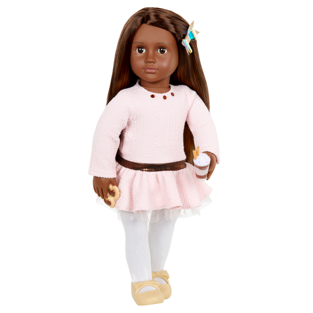 Sweet & Chic - 46cm Doll Outfit - Pink Dress & Tights - Doll Clothing - Our Generation