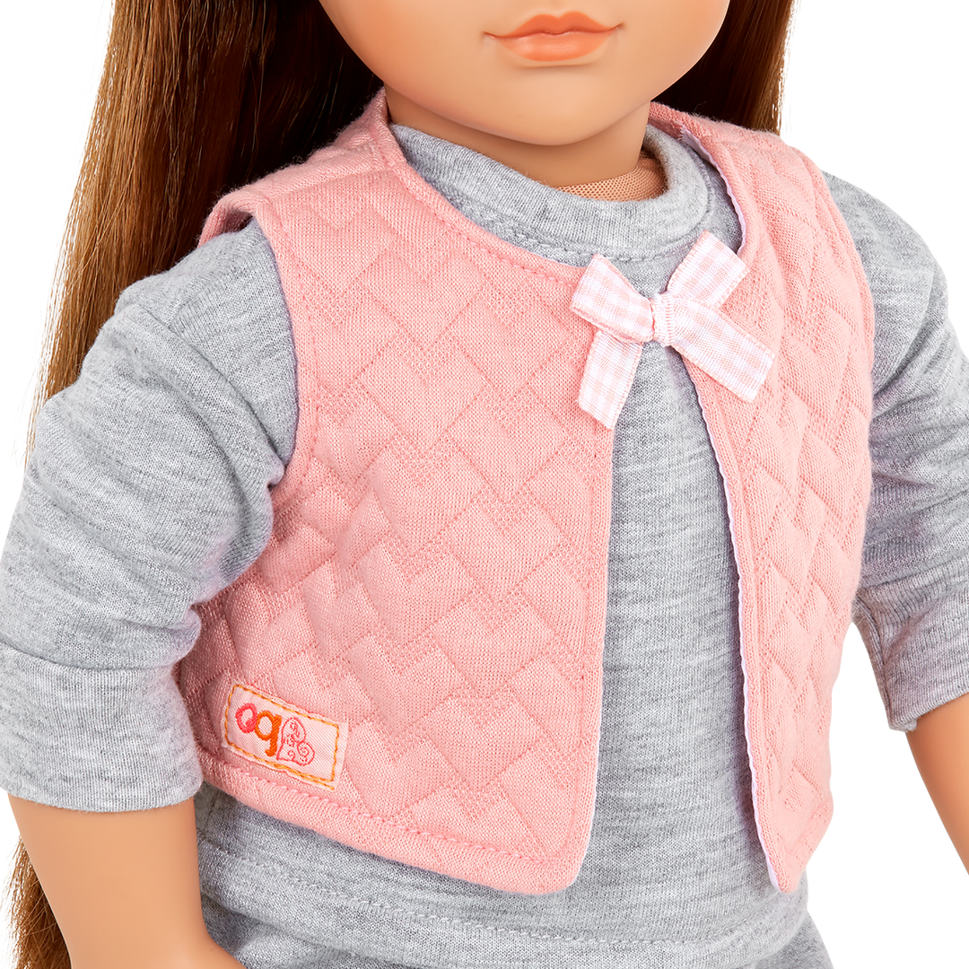 Super Cute Tracksuit  - Grey & Pink Tracksuit Set - Clothes for Dolls - Our Generation