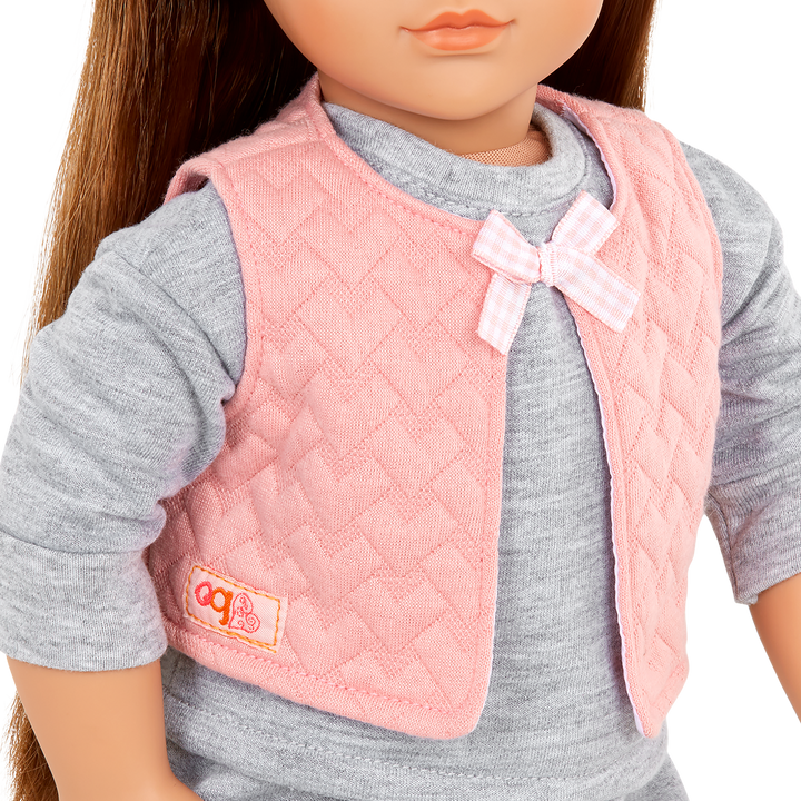 Super Cute Tracksuit  - Grey & Pink Tracksuit Set - Clothes for Dolls - Our Generation