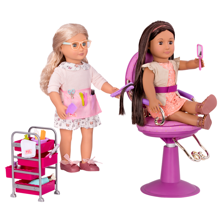 Berry Nice Salon Set - Hair Salon Accessories in Pink - Fashion Playset for Dolls - Our Generation