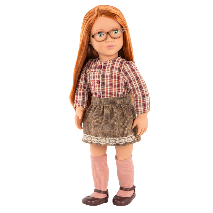 April - 46cm School Doll - Ginger Hair & Green Eyes - OG Doll with Glasses - Toys for Kids - Our Generation