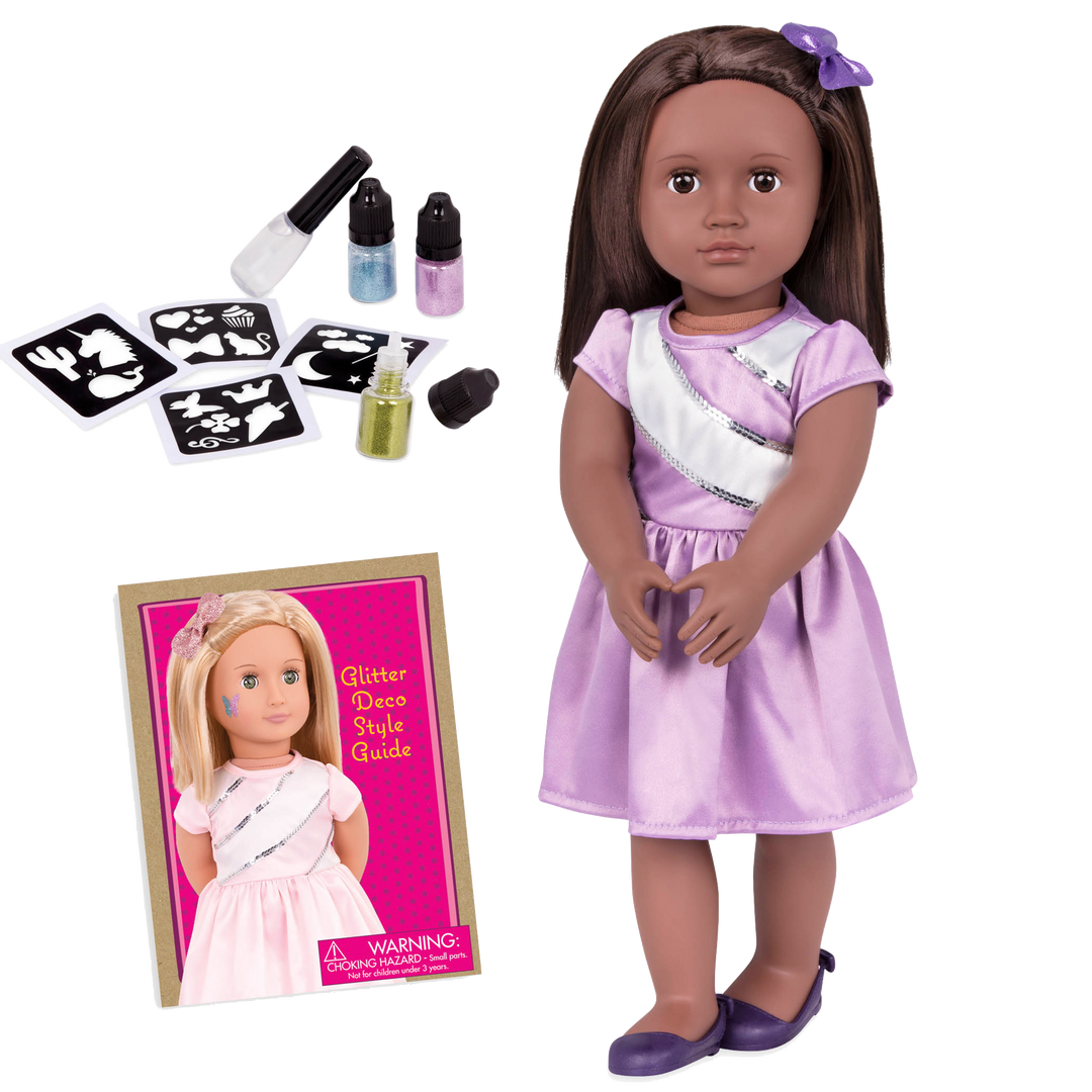 Shyanne - 46cm Glitter Tattoo Doll - Doll with Brown Hair & Brown Eyes - Doll with Glitter Tattoo Accessories - Toys & Gifts for Kids - Our Generation