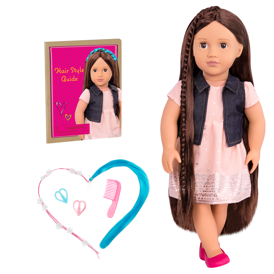 Kaelyn - 46cm Hairplay Doll - Doll with Long Brown Hair & Brown Eyes - Hair Styling Accessories for Dolls - Doll Hair Styling Booklet - Toys & Gifts - Our Generations