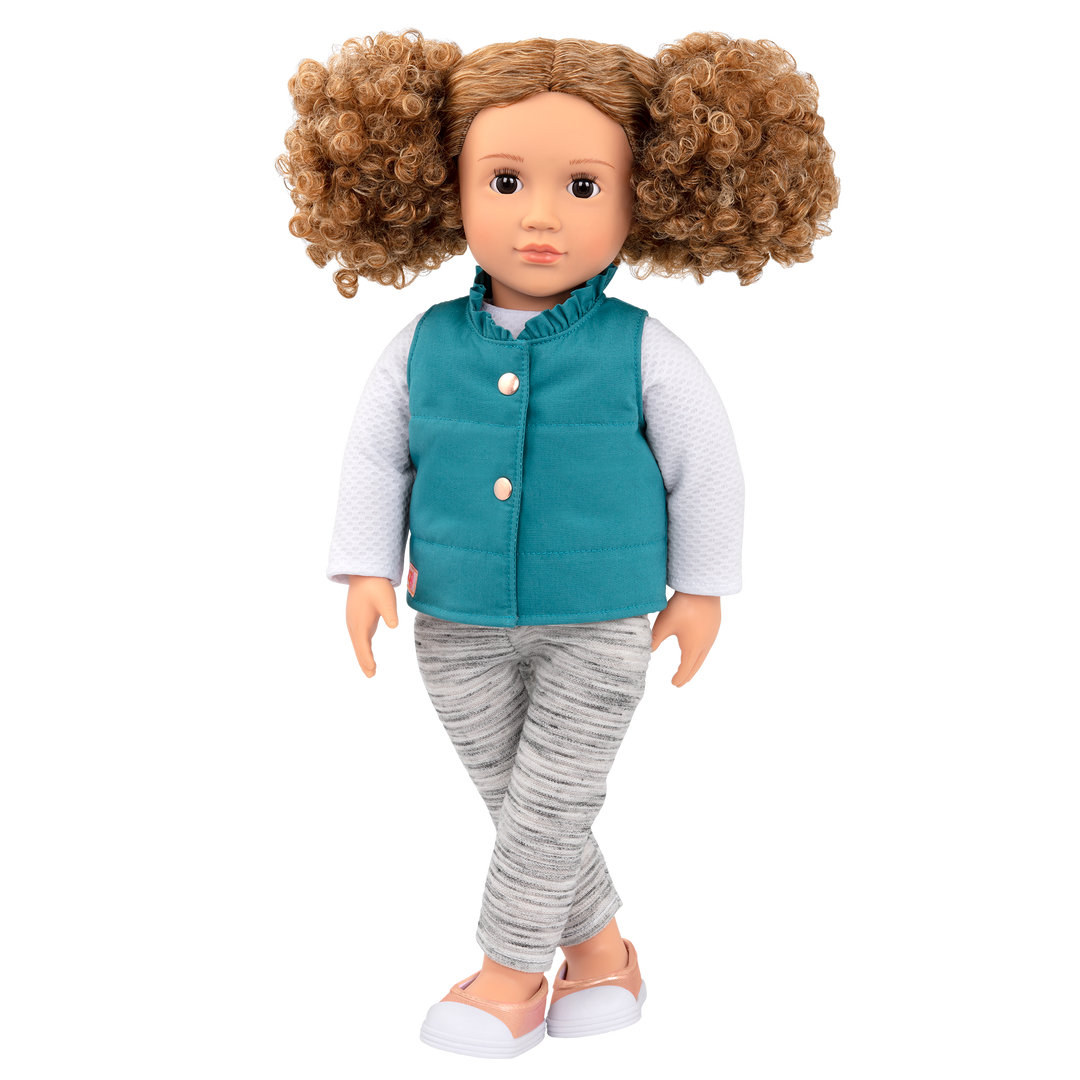 Mila Emme - 46cm OG Doll - Doll with Brown Curly Hair & Brown Eyes - Toys & Gifts for Children - 3 Years + - Our Generation