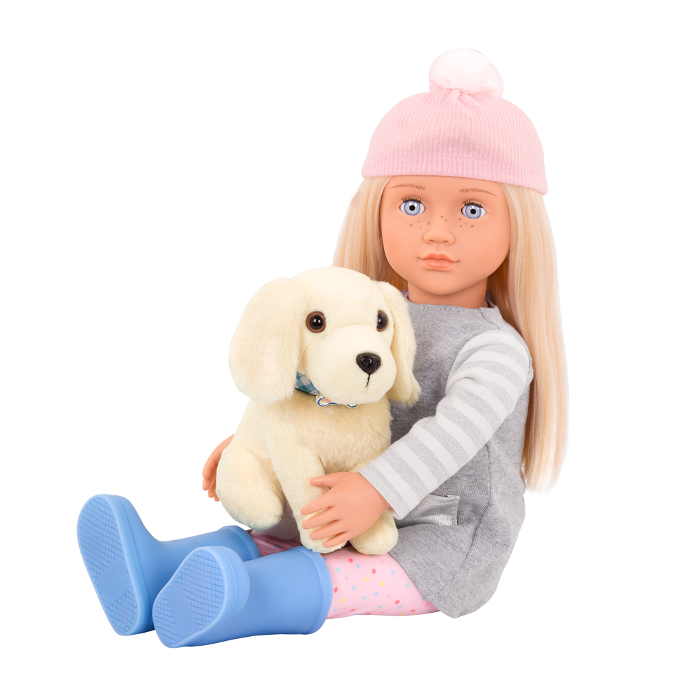 Meagan - 46cm Doll & Pet - OG Doll with Blonde Hair, Blue Eyes & Freckles - Golden Retriever Pup with White Fur - Toys & Gifts - Our Generation