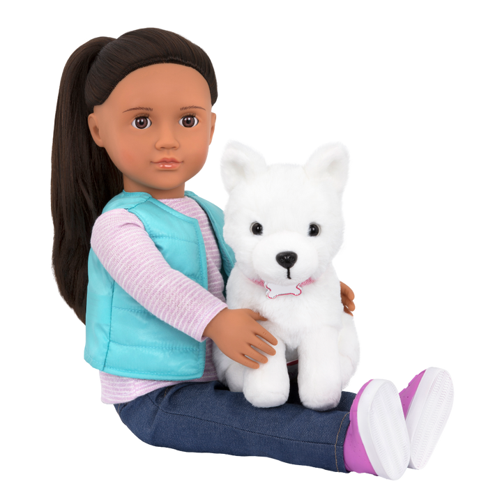 Cassie - 46cm Doll & Pet Samoyed - OG Doll with Brown Hair & Brown Eyes - Pet Puppy with White Fur & Accessories - Toys for Children - Our Generation