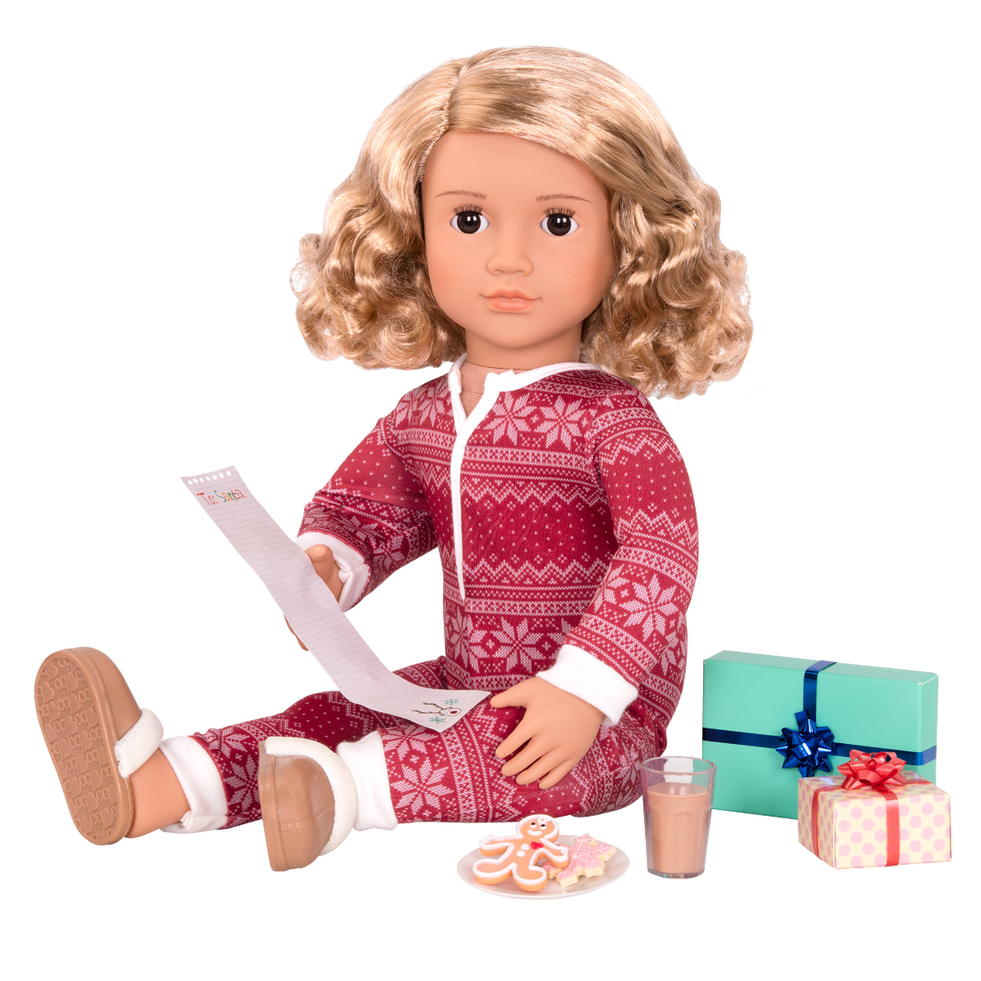 Noelle - 46cm Christmas Doll - Doll & Christmas Themed Storybook - Doll with Sparkly Outfit & Winter Onesie - Doll with Blonde Hair & Brown Eyes - Toys & Gifts for Kids - Our Generation