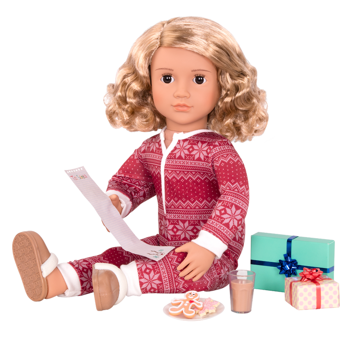 Noelle - 46cm Christmas Doll - Doll & Christmas Themed Storybook - Doll with Sparkly Outfit & Winter Onesie - Doll with Blonde Hair & Brown Eyes - Toys & Gifts for Kids - Our Generation