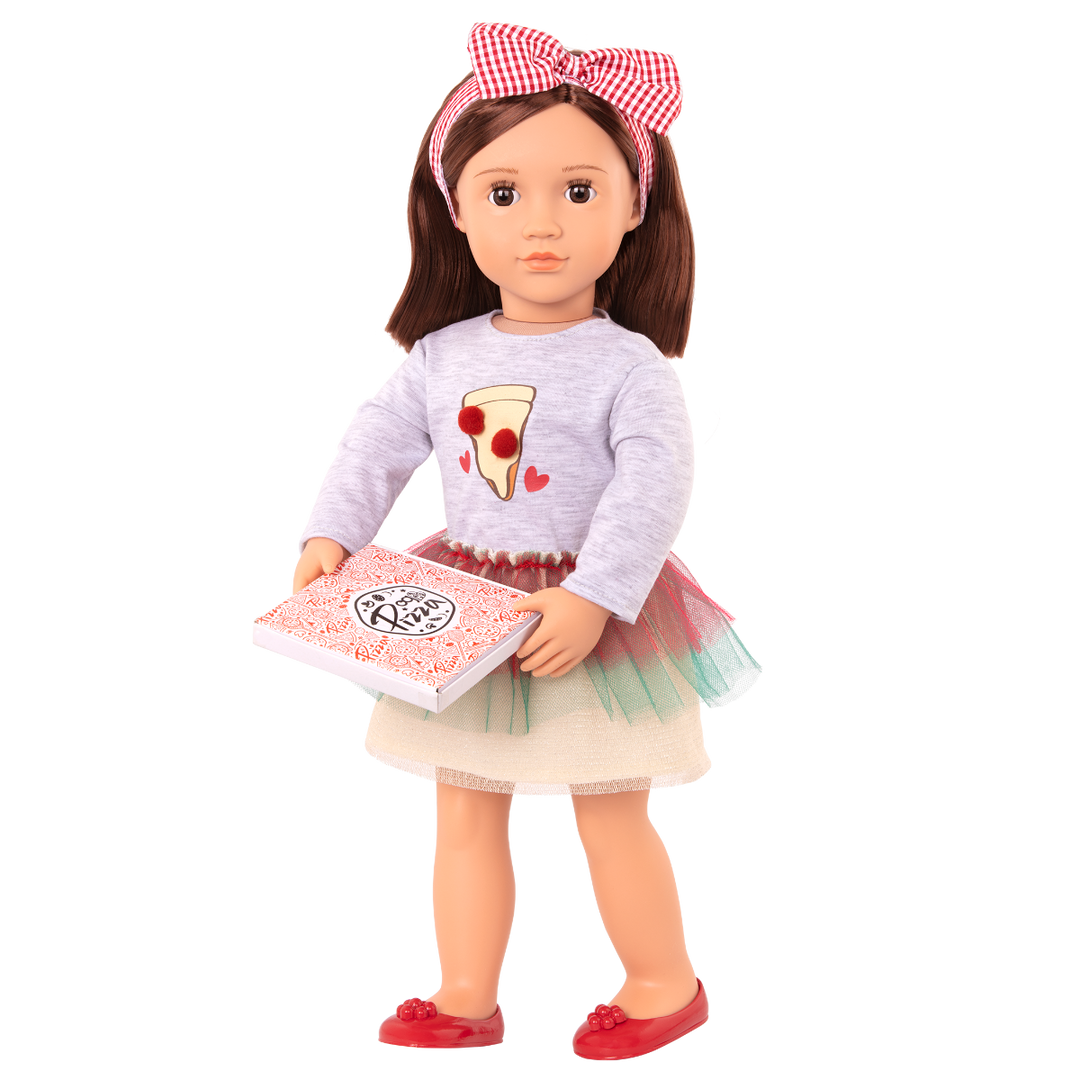 Francesca - 46cm Pizza Doll - OG Doll with Brown Hair & Brown Eyes - Doll with Storybook - Toys & Gifts for Children - Toys for 3 Years + - Our Generation UK