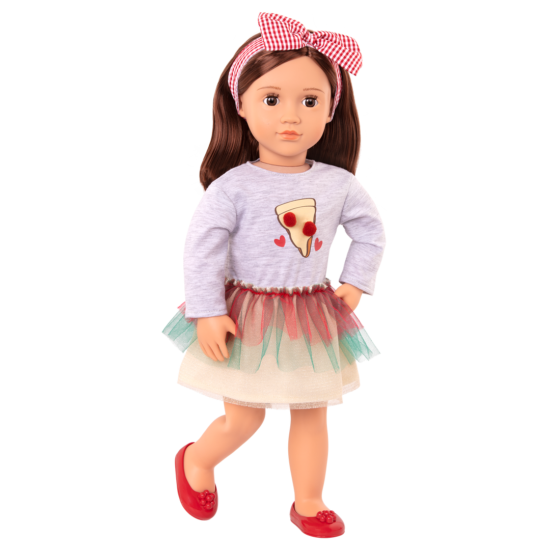 Francesca - 46cm Pizza Doll - OG Doll with Brown Hair & Brown Eyes - Doll with Storybook - Toys & Gifts for Children - Toys for 3 Years + - Our Generation UK