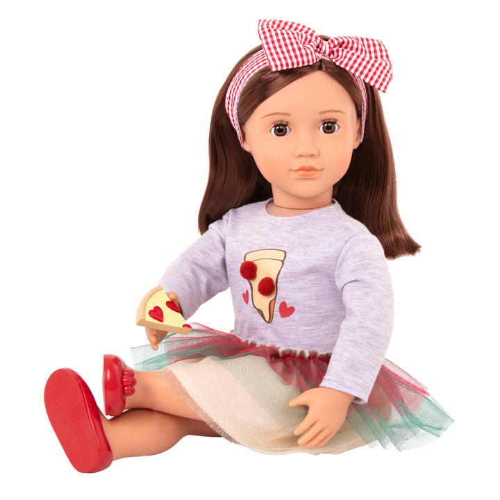 Francesca - 46cm Pizza Doll - OG Doll with Brown Hair & Brown Eyes - Doll with Storybook - Toys & Gifts for Children - Toys for 3 Years + - Our Generation UK