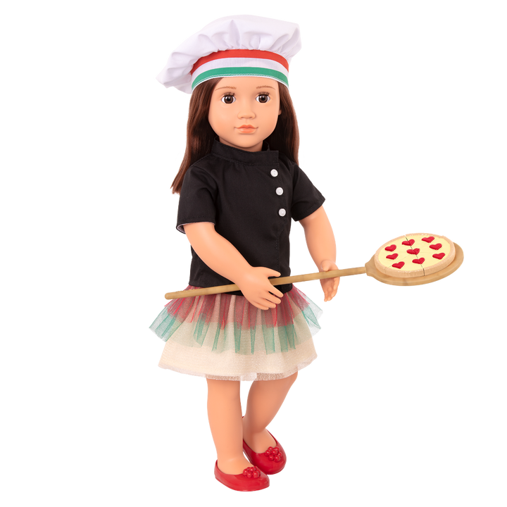 Francesca - 46cm Pizza Doll - OG Doll with Brown Hair & Brown Eyes - Doll with Storybook - Toys & Gifts for Children - Toys for 3 Years + - Our Generation UK