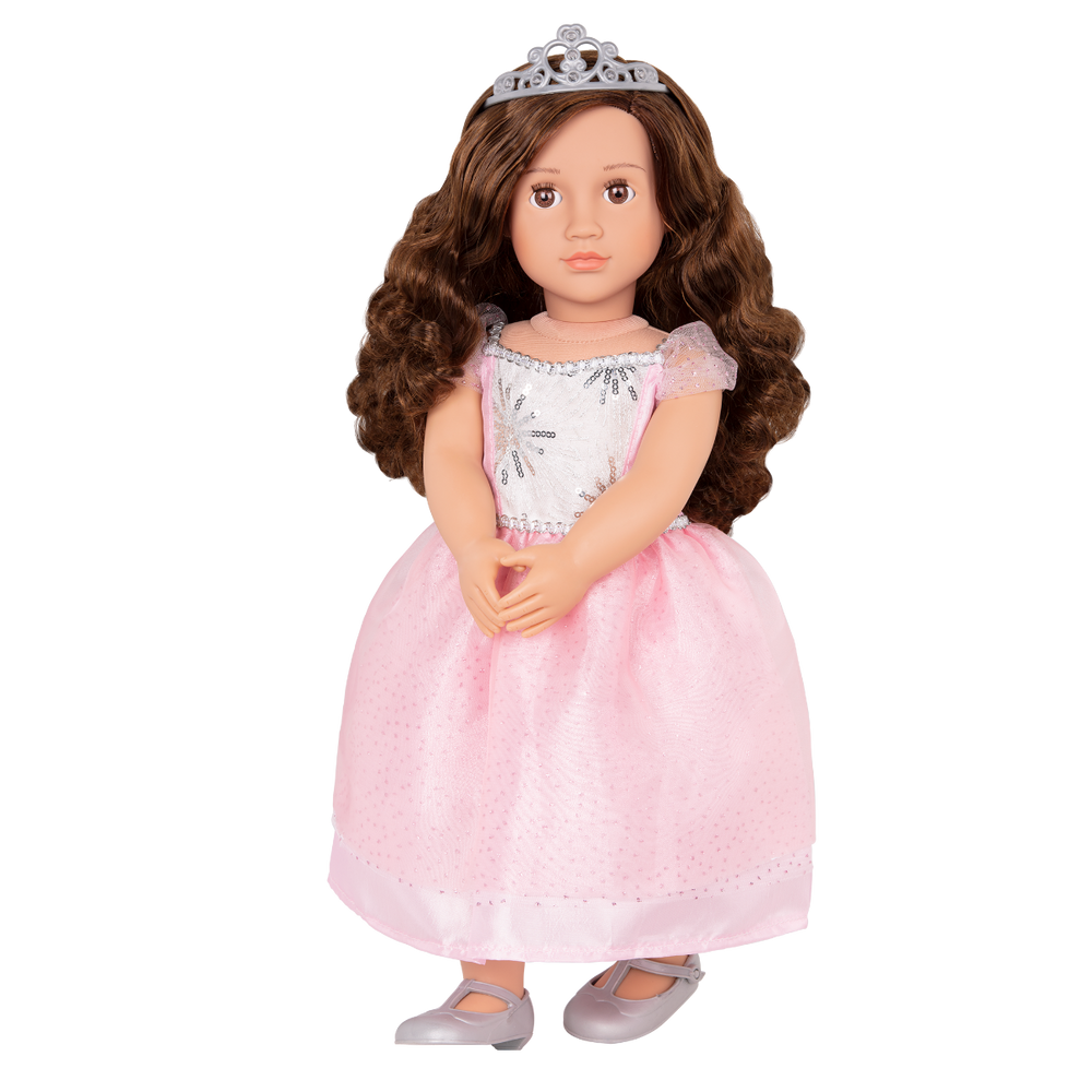 Amina - 46cm Princess Doll -OG Doll with Brown Hair & Brown Eyes - Doll with Tiara & Pink Dress - Toys for Kids - Our Generation