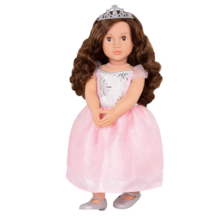Amina - 46cm Princess Doll -OG Doll with Brown Hair & Brown Eyes - Doll with Tiara & Pink Dress - Toys for Kids - Our Generation