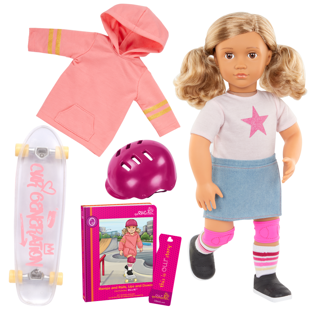 Ollie - 46cm Skateboarding Doll - OG Doll with Blonde Hair & Brown Eyes - Doll with Storybook - Toys & Gifts for Children - Ages 3 to 12 Years - Our Generation UK